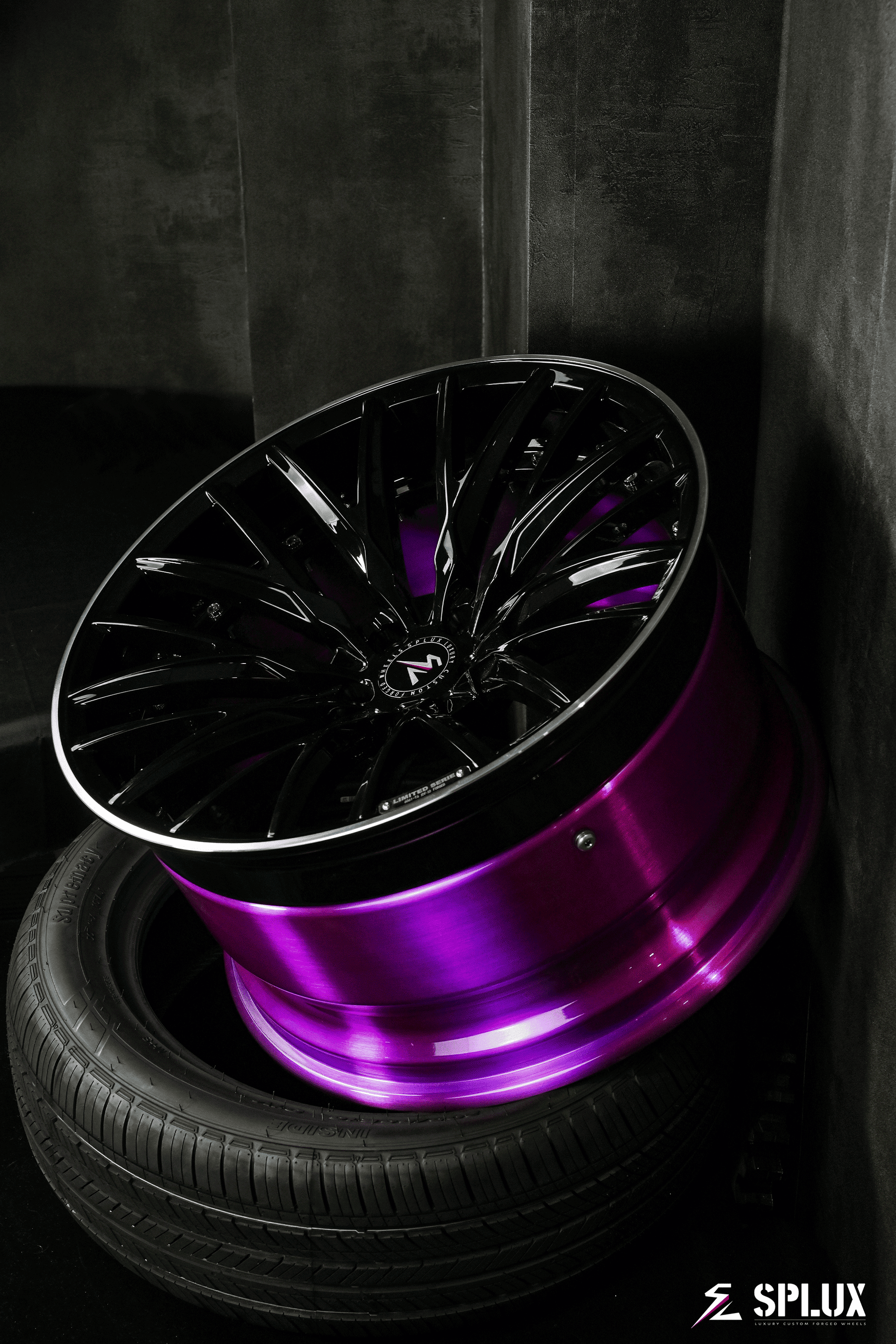 Splux SL-C22 black and purple custom forged 2-piece 20-inch concave luxury aftermarket wheels for 2009 Audi A5