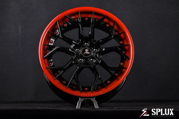 2011 wrx aftermarket wheels gloss black spokes with gloss red lip detail
