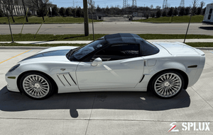 Corvette C6 60th Anniversary Grand Sport in Arctic White with Chrome Face SL-C24 Forged Wheels, showcasing super concave design.