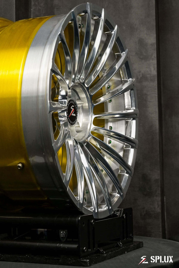 Custom forged 2-piece silver or gold 20-inch concave wheels for 2013 Audi S5, offering luxury aftermarket rims.