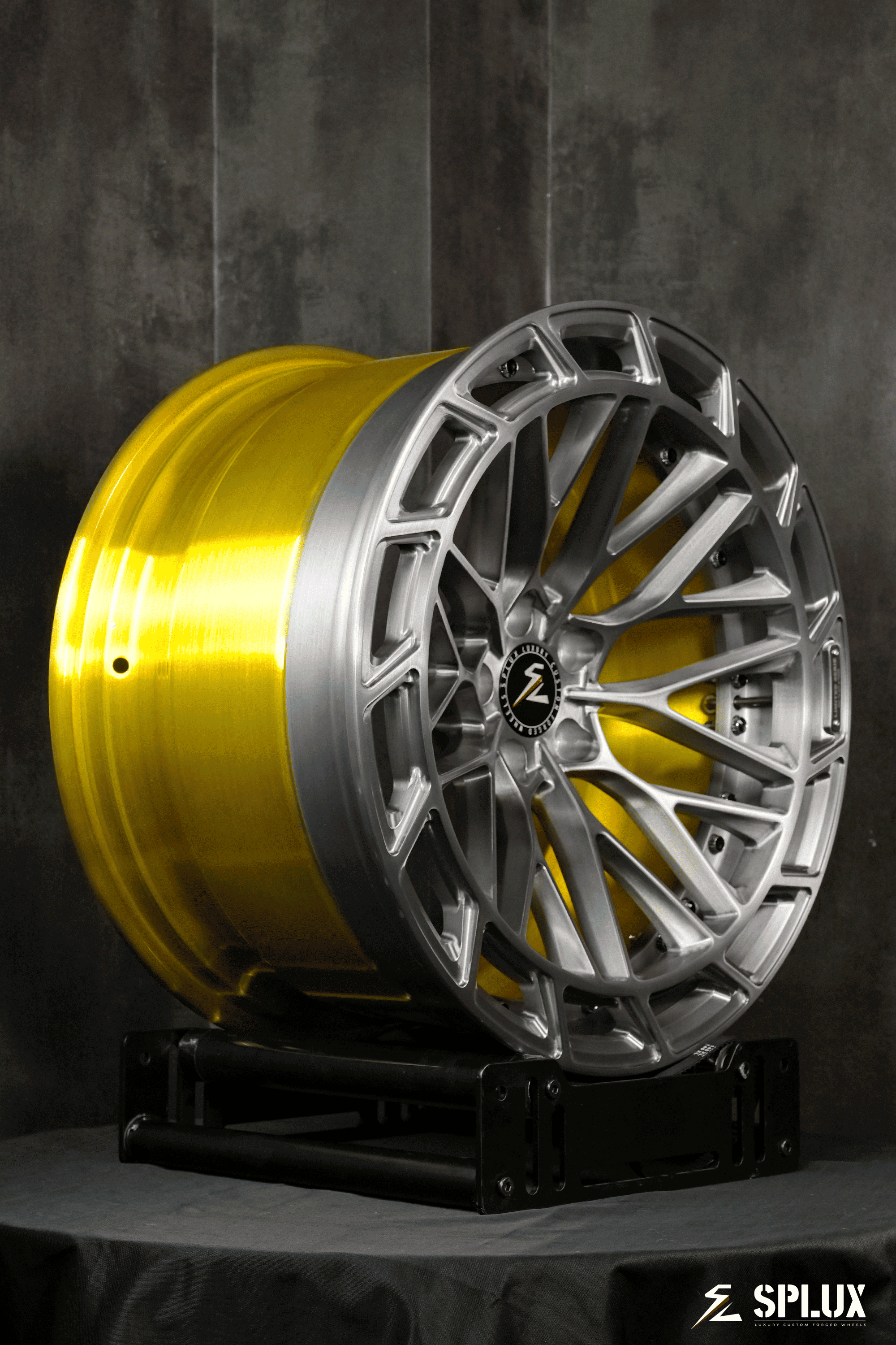 Splux SL-C12 silver and gold concave custom forged 2-piece luxury aftermarket rims for 2015 BMW E92 M3 competition wheels