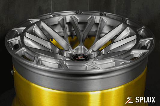 2015 custom BMW M3 with Splux SL-C12 silver and gold concave custom forged 2-piece luxury aftermarket rims