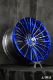 Splux SL-C19 20inch blue and silver concave custom forged 2-piece aftermarket rims for 2015 BMW M4.