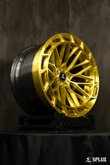 2015 M5 wheels for sale, 20-inch, concave gold and black, custom forged 2-piece aftermarket rims for BMW by Splux.