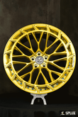 2015 BMW M5 wheels, 20-inch concave, gold and black, custom forged 2-piece aftermarket rims by Splux for BMW.