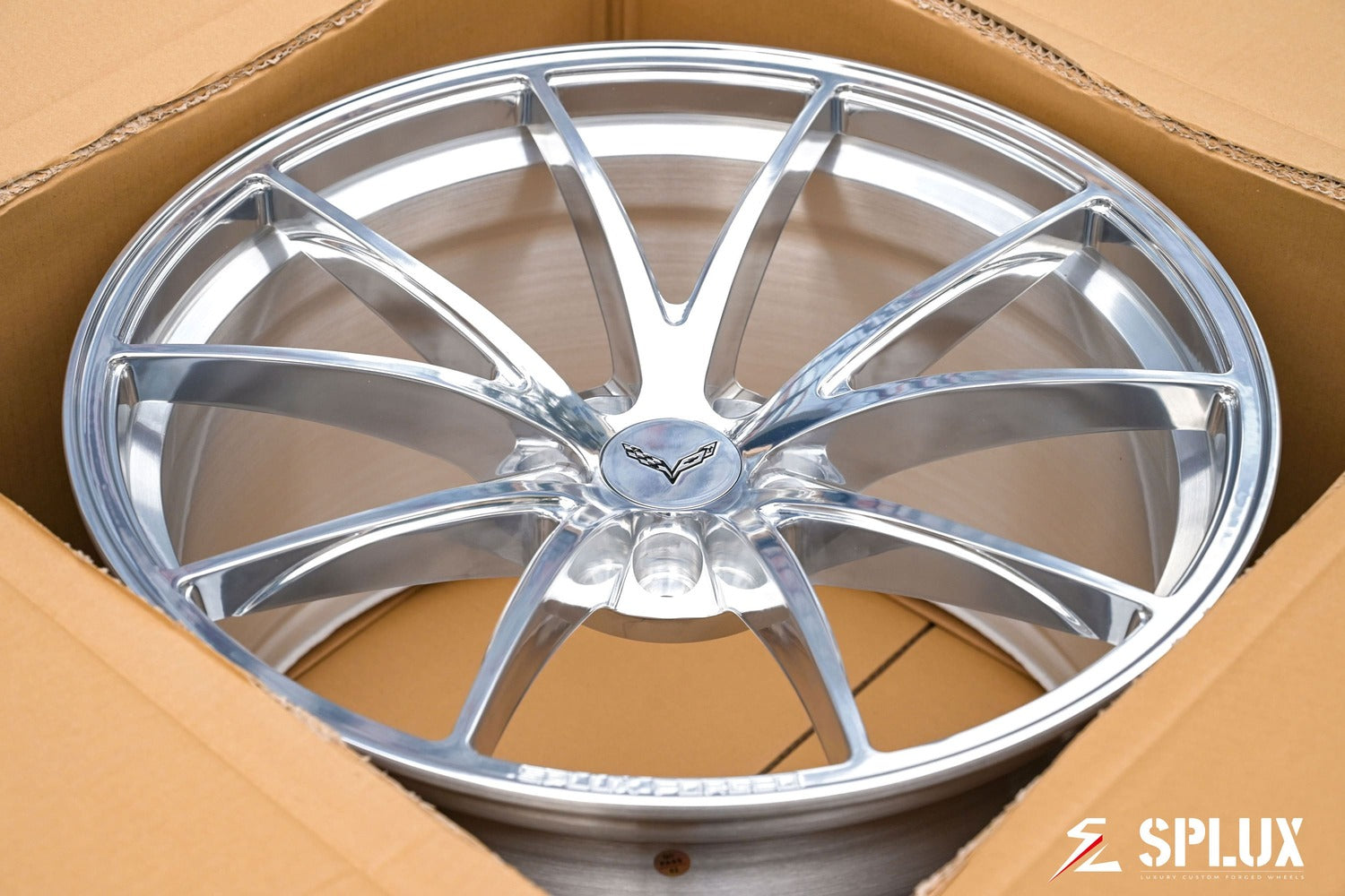 Close-up detail of SC-08M concave forged wheel for C7 Corvette custom wheels project.