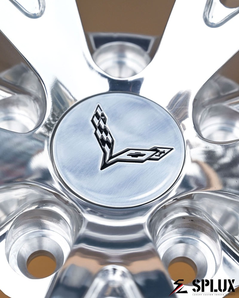 Side profile of 2017 Corvette C7 Grand Sport with SC-08M custom forged wheels.