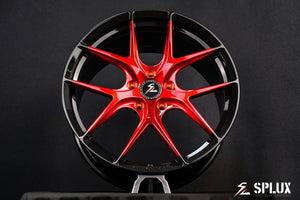 Side profile of Corvette C7 forged wheels SL-04 1-piece lightweight red finish
