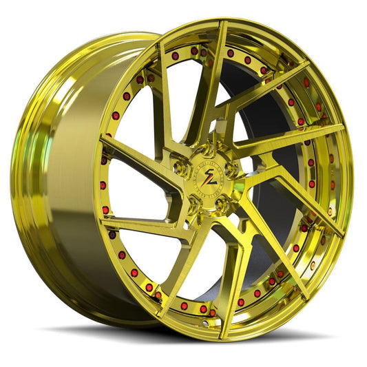 Splux SA-03 gold and satin black directional forged wheels for 2018 Ferrari 488 Spider.