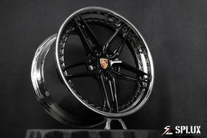 Front angle of 2019 Porsche 911 Carrera 4S with SA-01 forged 5-spoke 20x8.5 wheels – design your own wheels