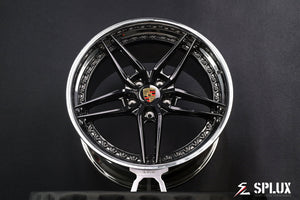 Rear view showing 21x11.5 SA-01 forged 2-piece wheels on Porsche 911 Carrera 4S