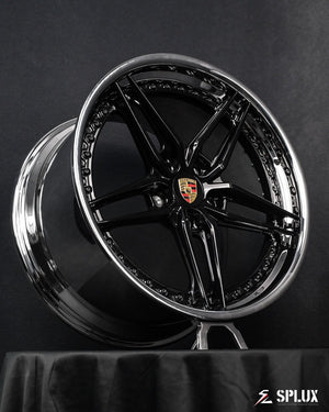 Black Porsche 911 Carrera 4S fitted with chrome finish SA-01 forged wheels custom designed