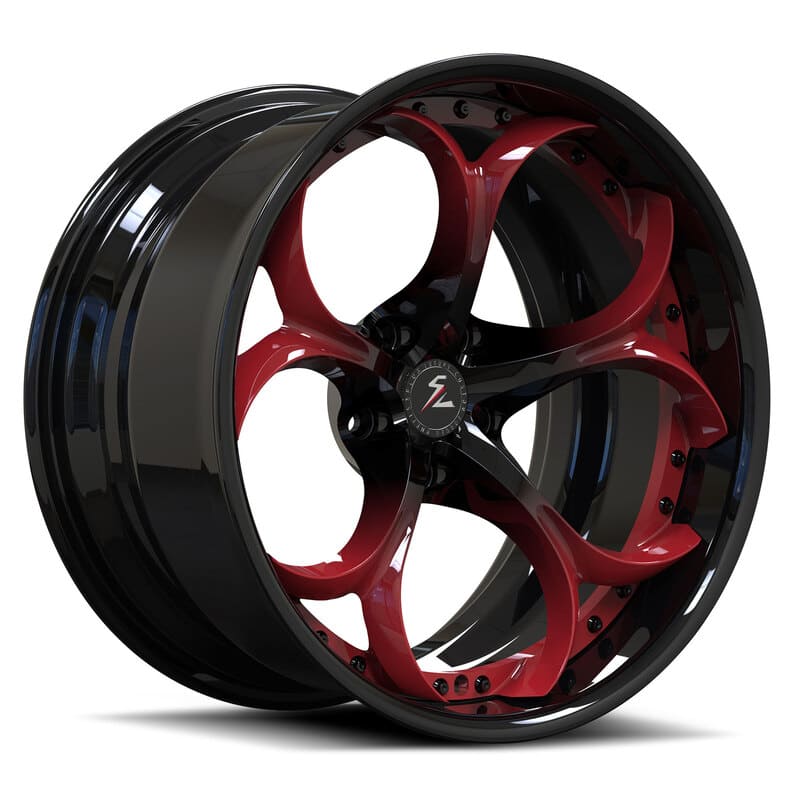 SD-03 black red deep dish forged wheels - custom aftermarket rims