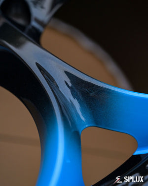 Close-up of machining details on SC-07M forged wheel for 2023 Corvette C8 Z51, precision-engineered.