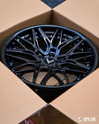 Rear shot of black Corvette Convertible featuring SC-02 21x12 forged concave wheels custom made