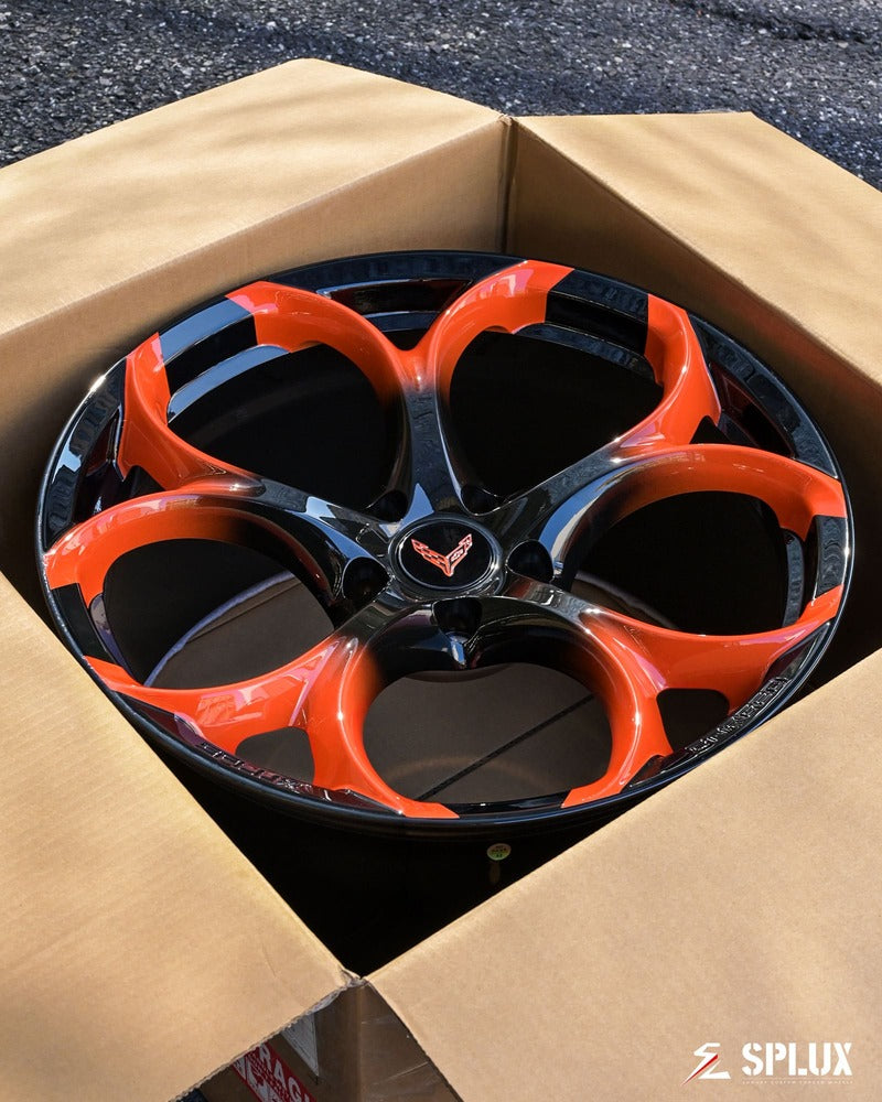 Side profile of SC-07M forged 1-piece wheels on Corvette Stingray Z51