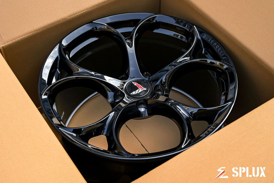 Side profile of SC-07M concave forged wheel for C8 Corvette Z51, custom 20x11 fitment.