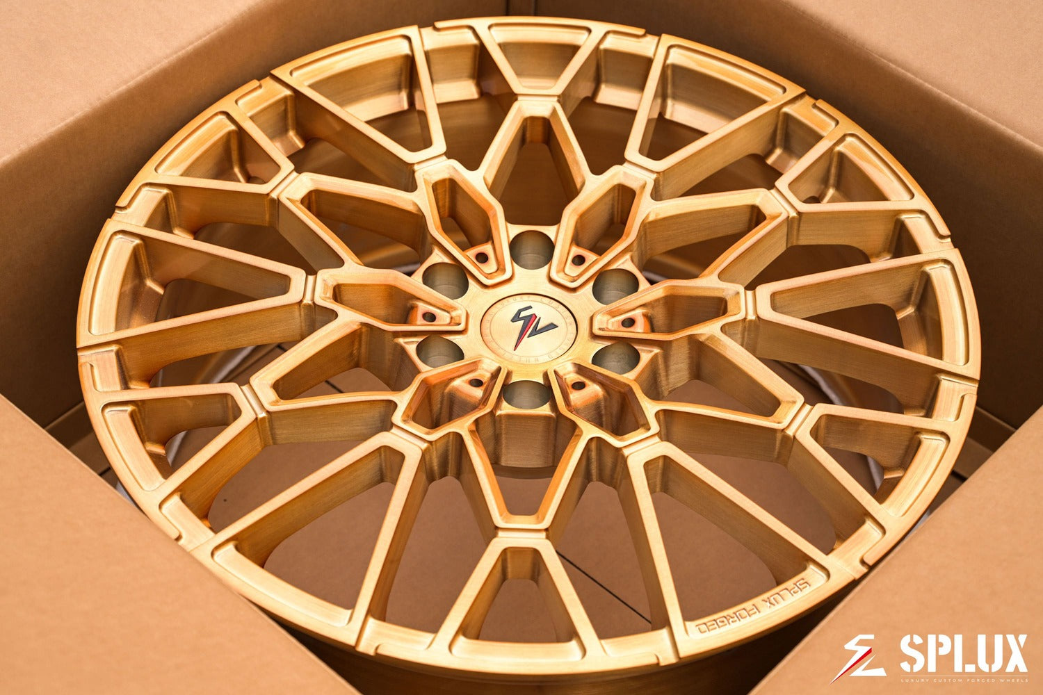 Closeup of SF-10 6-lug 827M-style forged wheel design for custom F150 builds