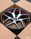 Red Tesla Model S Plaid with SL-01 forged 5-spoke wheels – premium EV styling