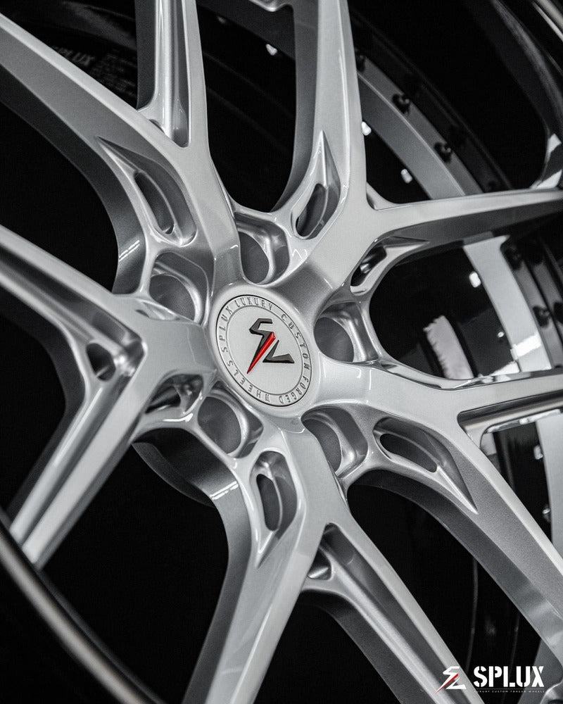 Deep dish design of SD-02 forged wheels on Tesla Model X Plaid custom project