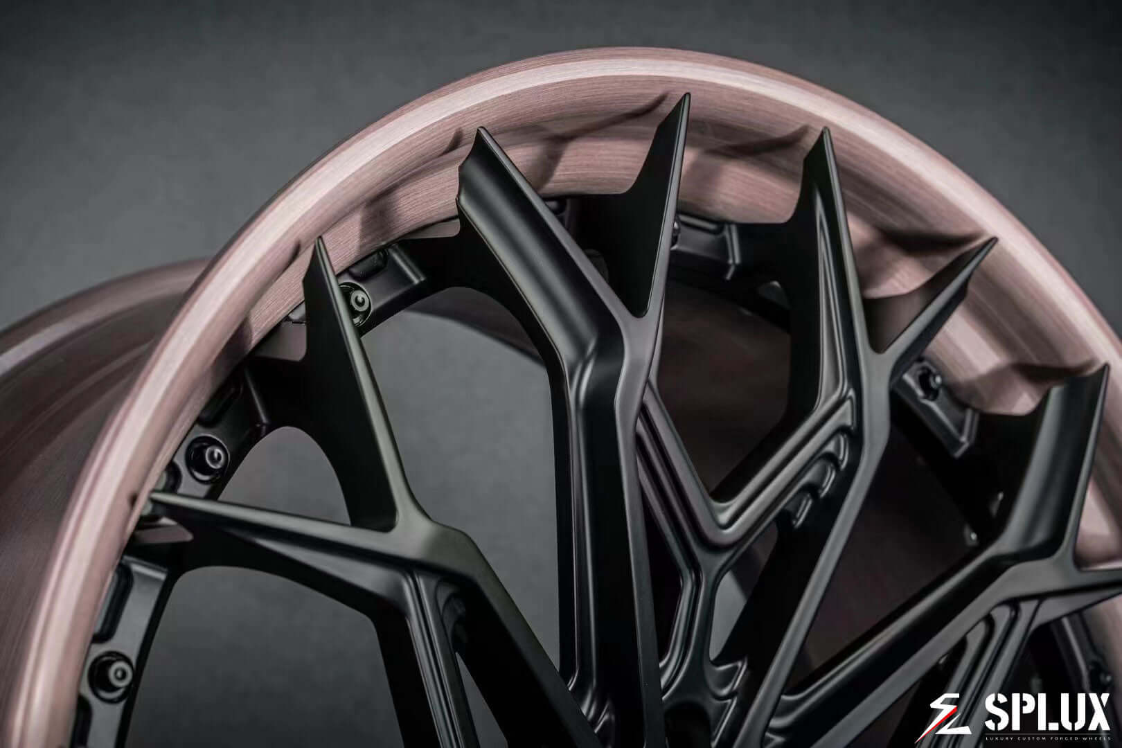 bmw x7 custom wheels by Splux SA-07 forged 2-piece,23-inch black rims, aggressive purple and satin black finish.