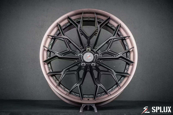 bmw x7 wheels by Splux SA-07 forged 2-piece, aggressive purple and satin black 23-inch aftermarket bmw wheels.