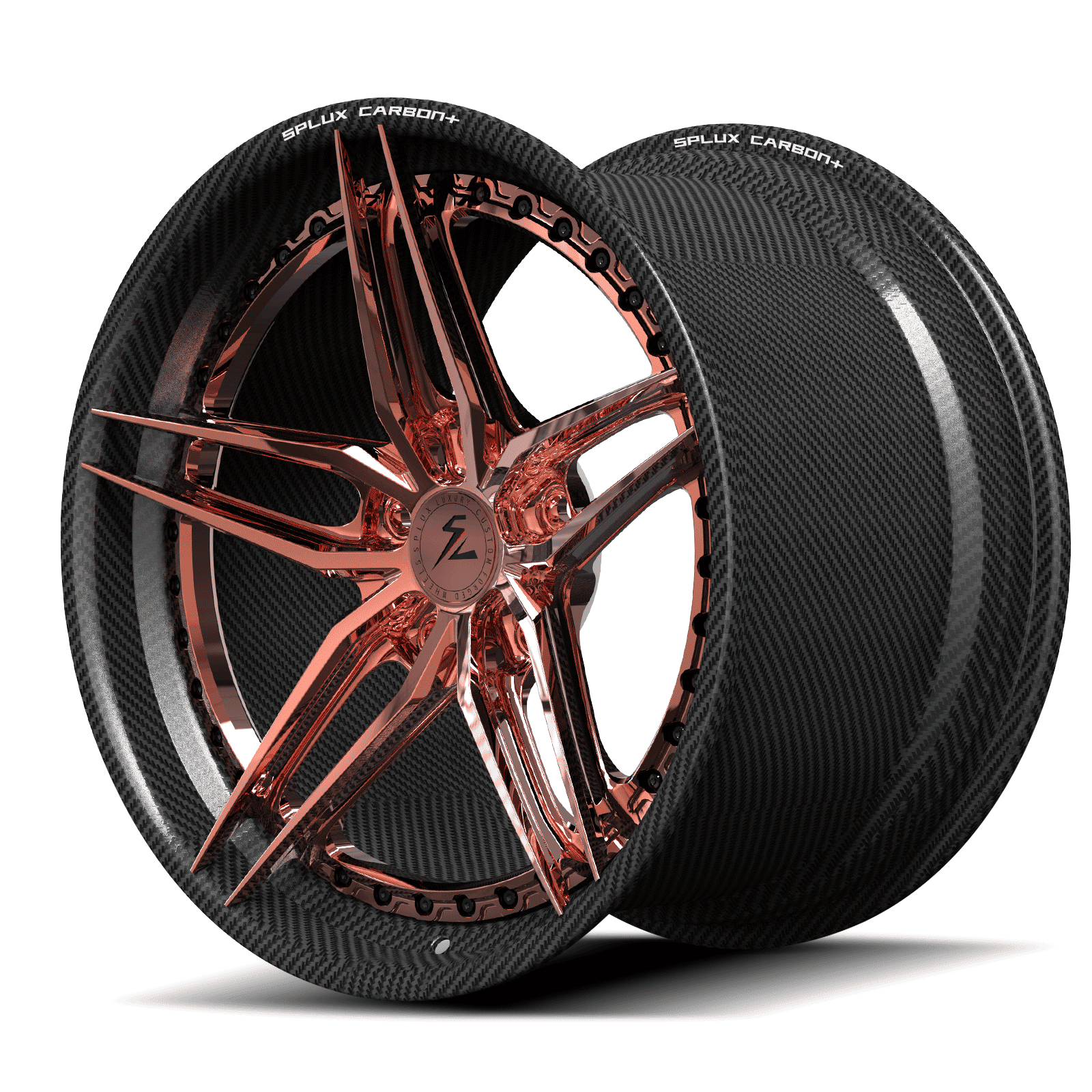 RCF-01 polished rose gold carbon fiber forged wheels for Mustang - custom rims