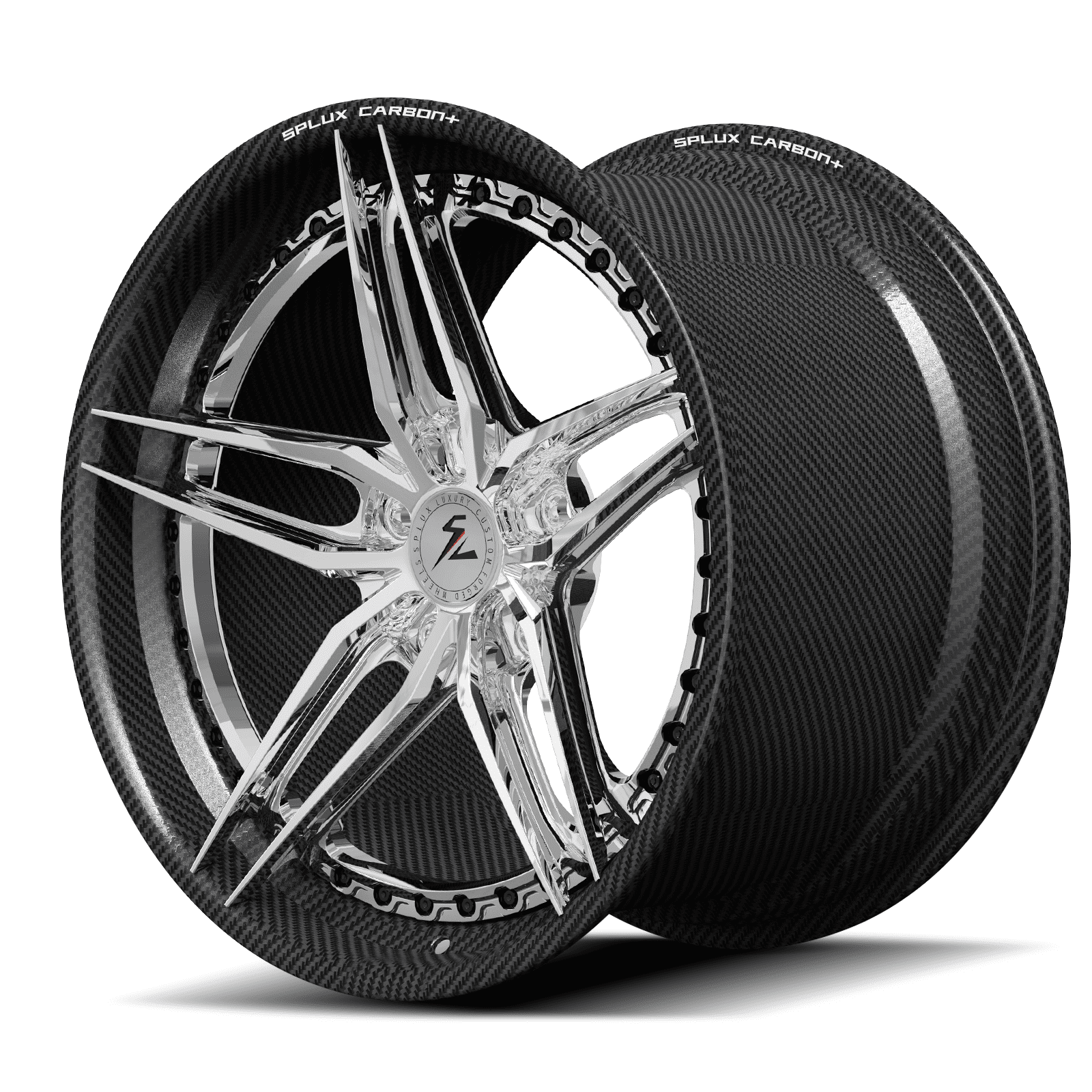 RCF-01 polished carbon fiber forged wheels for Mustang - deep dish custom wheels