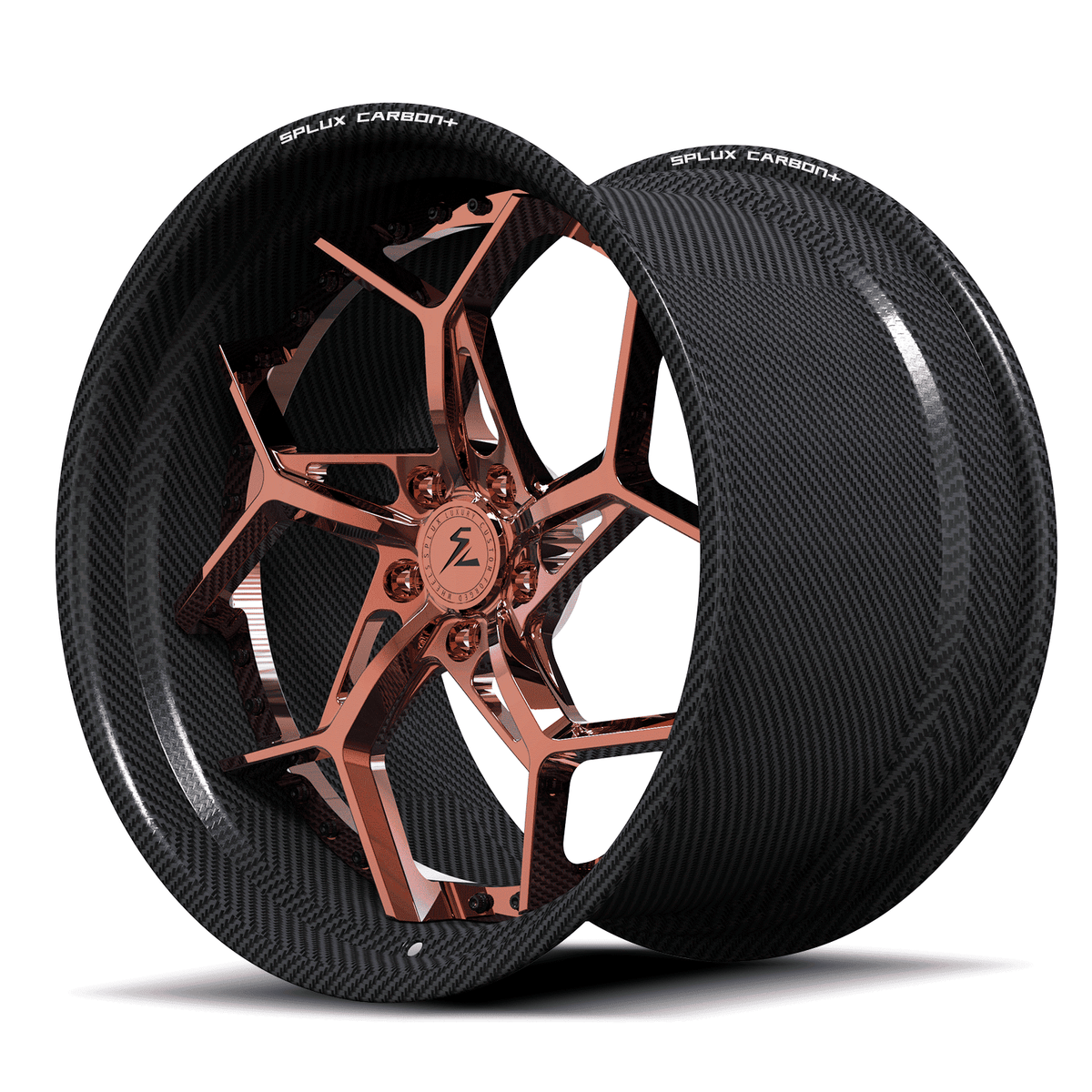RCF-02 polished rose gold carbon fiber forged wheels - custom aftermarket rims