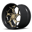 RCF-02 polished frozen gold carbon fiber forged wheels - custom aftermarket rims