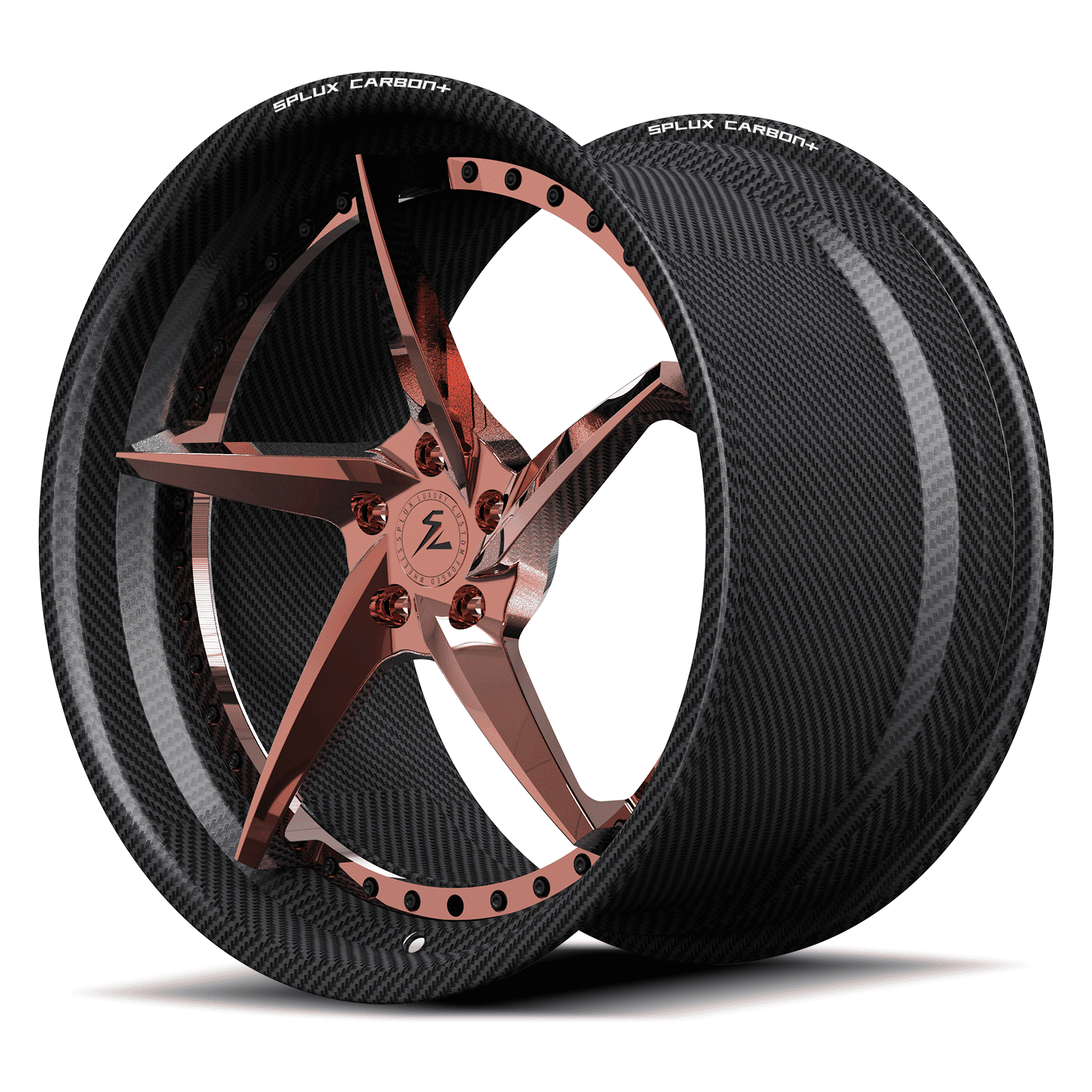 RCF-09 polished rose gold carbon fiber deep dish forged wheels for Mazda MX-5 - concave rims