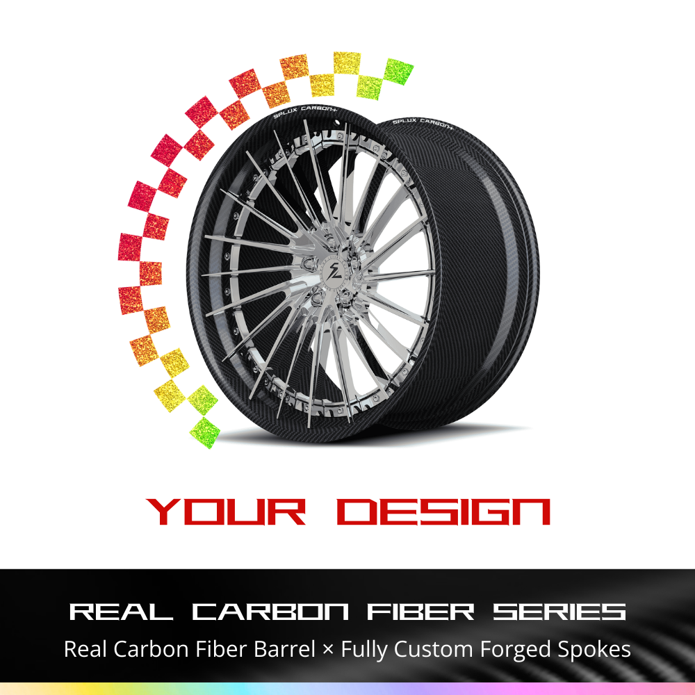 RCF-06 real carbon fiber fully forged directional aggressive step lip rims for Corvette C8 Z06 — side angle