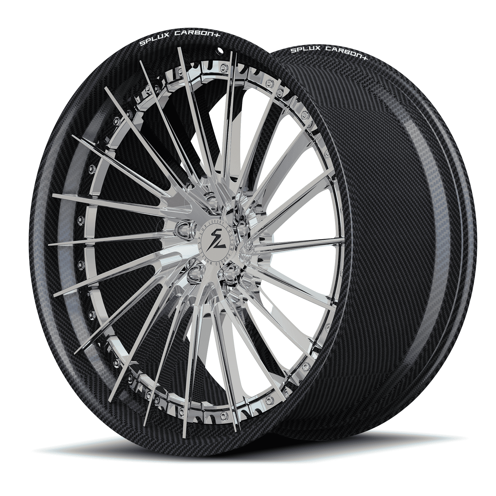 RCF-06 real carbon fiber forged polish directional multi-spoke wheels for Corvette C8 Z06 — spoke detail