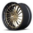 RCF-06 real carbon fiber forged polish frozen gold directional step lip rims for Corvette C8 Z06 — three-quarter view