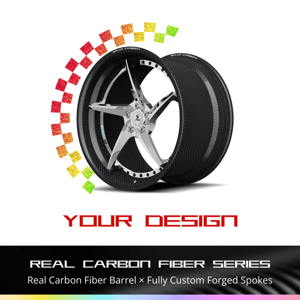 RCF-09 carbon fiber deep dish 5-spoke step-lip forged wheels - lightweight alloys