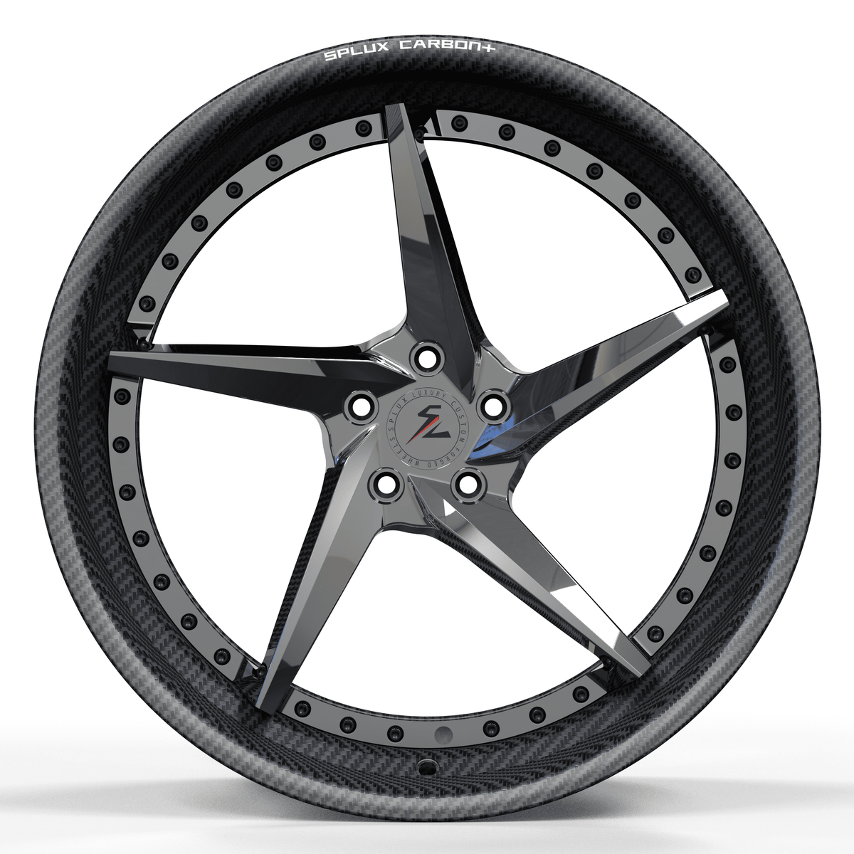 RCF-09 chrome carbon fiber deep dish forged wheels for Mazda MX-5 - step-lip rims