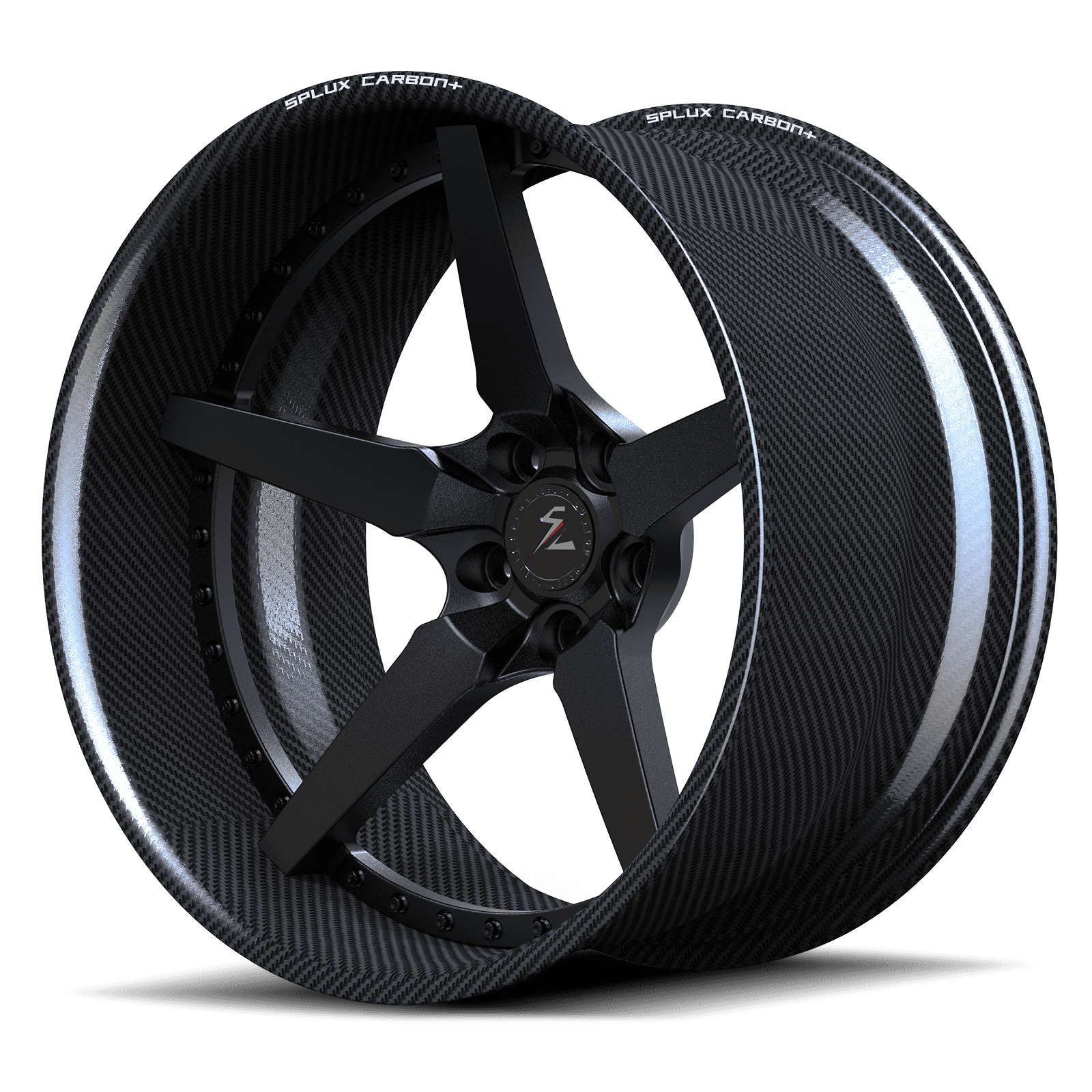 RCF-12 real carbon fiber wheels with 5 spoke deep dish design and forged center