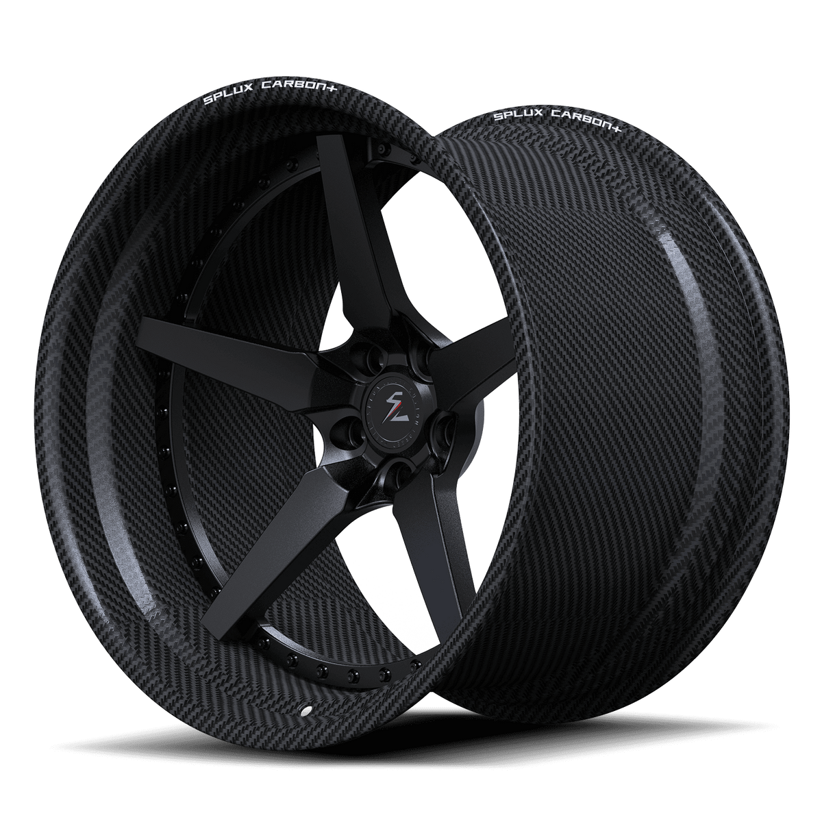 RCF-12 real carbon fiber wheels with 5 spoke deep dish design and forged center