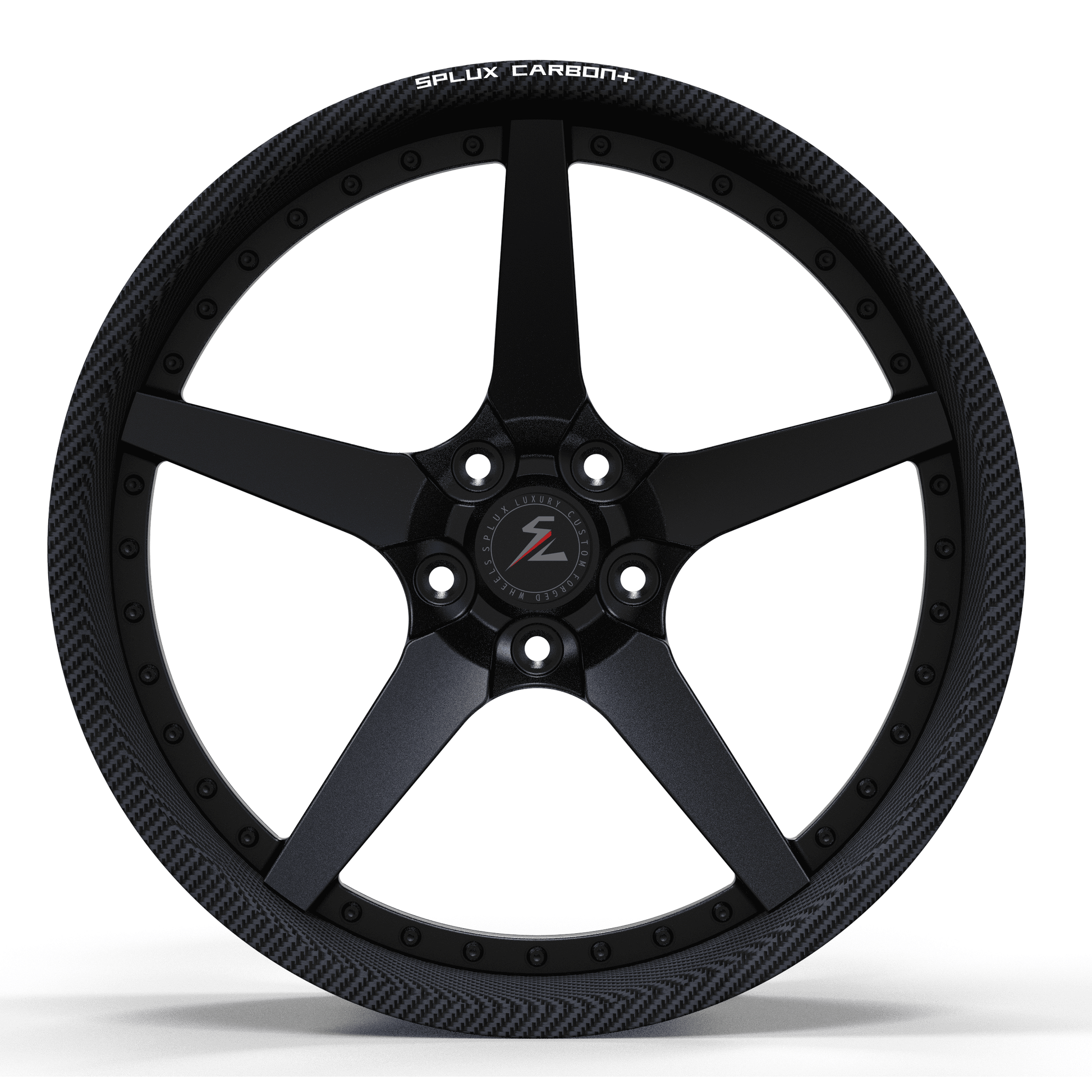 real carbon fiber wheel set lamborghini style RCF-12 with custom forged center and carbon barrel
