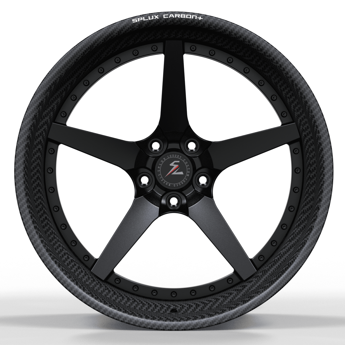 real carbon fiber wheel set lamborghini style RCF-12 with custom forged center and carbon barrel