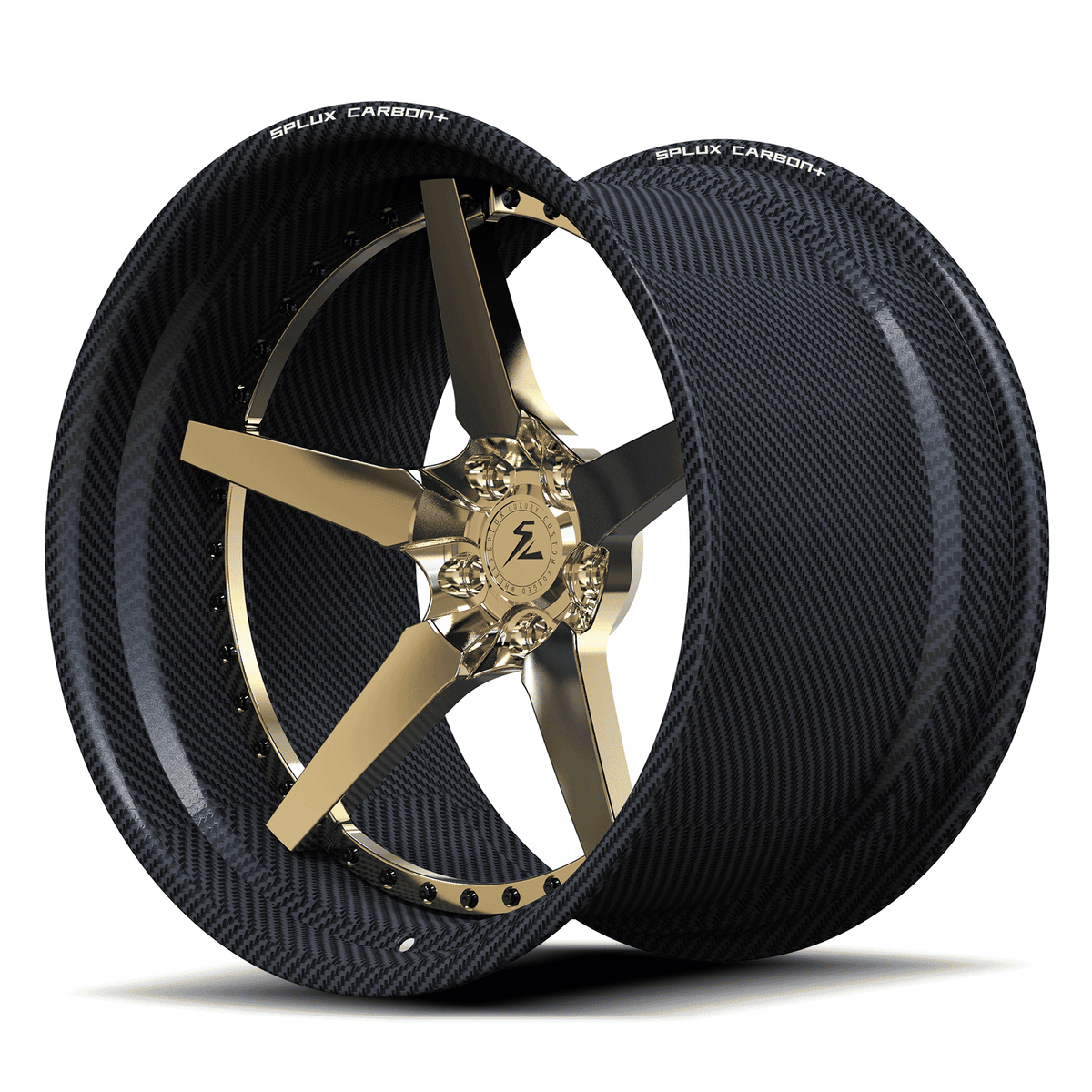 lamborghini carbon fiber wheels style RCF-12 with 5 spoke deep dish configuration