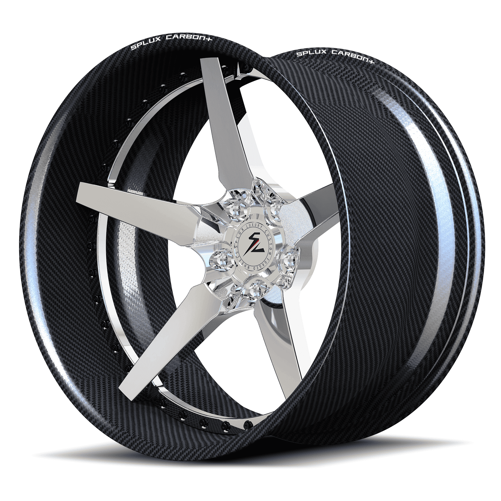 real carbon fiber 5 spoke wheels RCF-12 with deep lip and premium finish