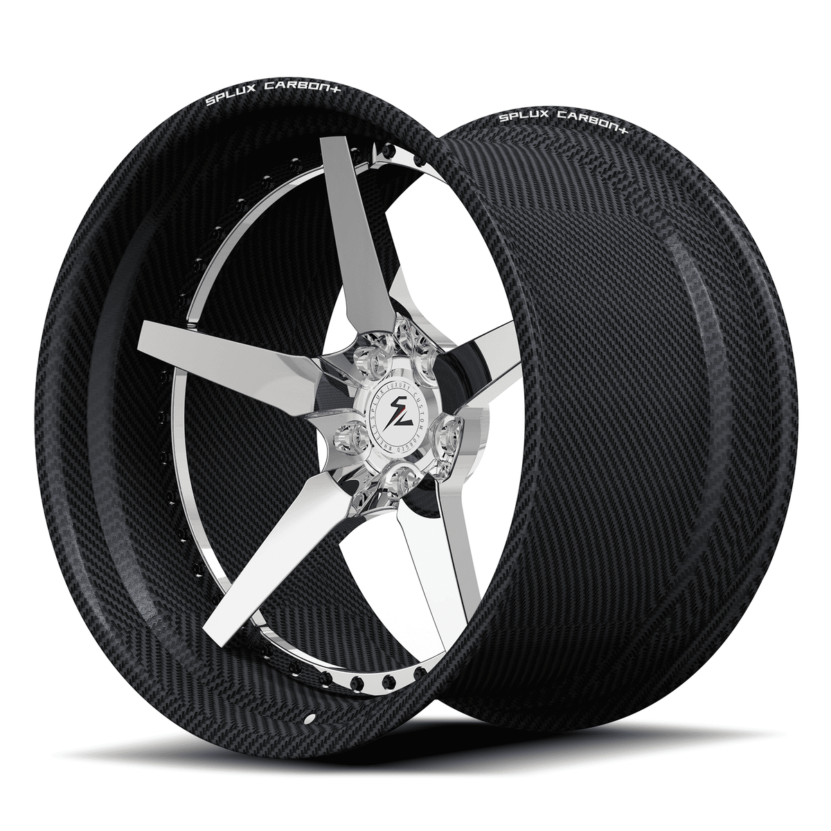 real carbon fiber 5 spoke wheels RCF-12 with deep lip and premium finish