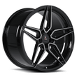 Splux SA-01M 19-inch Tesla 3 chrome wheels, custom forged monoblock with silver and black finish, super concave design.