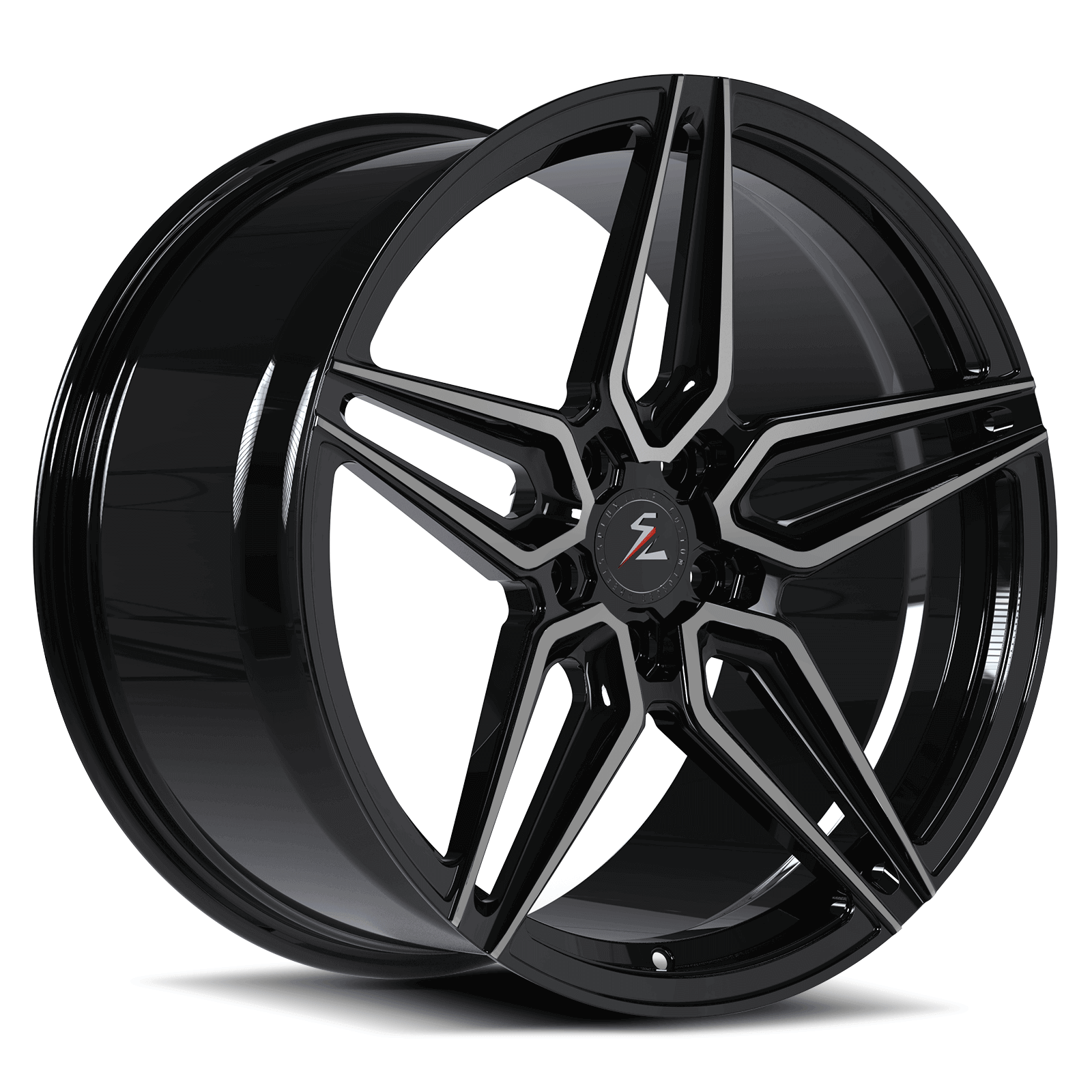 Splux SA-01M 19-inch Tesla 3 chrome wheels, custom forged monoblock with silver and black finish, super concave design.