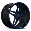 Splux SA-01M 20-inch Tesla 3 wheel options, custom forged monoblock with blue and black finish, super concave design.