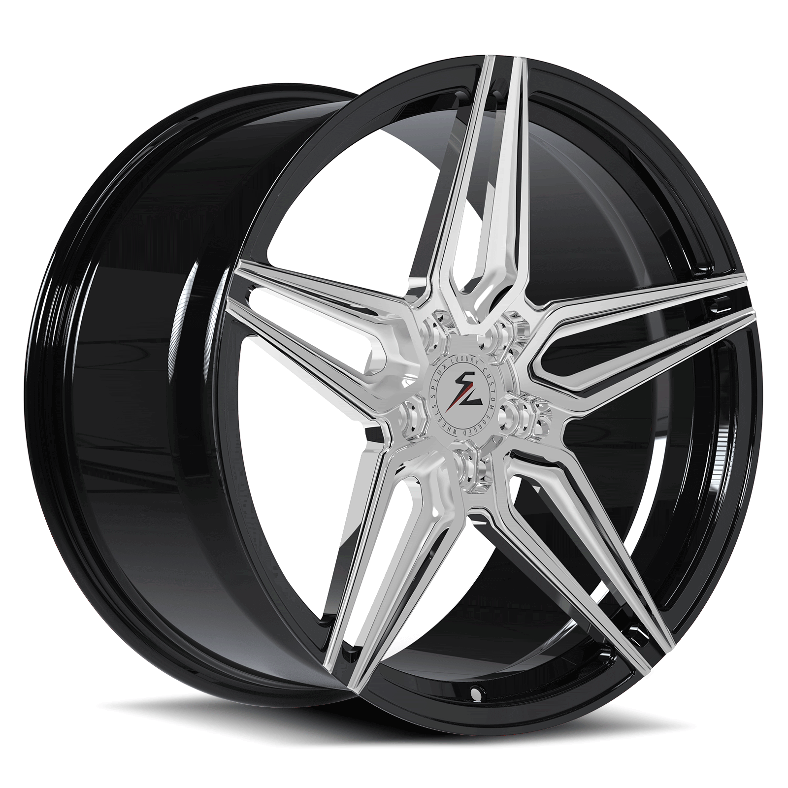 Splux SA-01M 21-inch Tesla Model 3 wheels, custom forged monoblock with grey and black finish, super concave design.