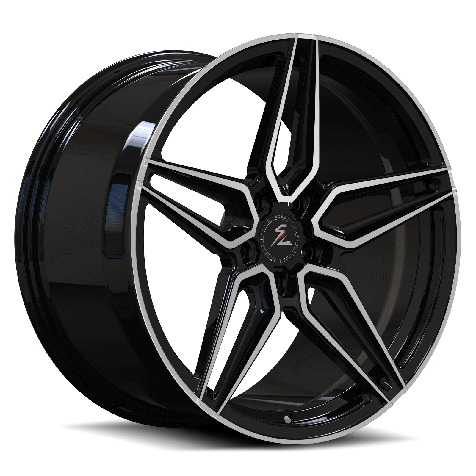 Splux SA-01M 20-inch Tesla Model 3 wheels, custom forged monoblock with white and black finish, super concave design.