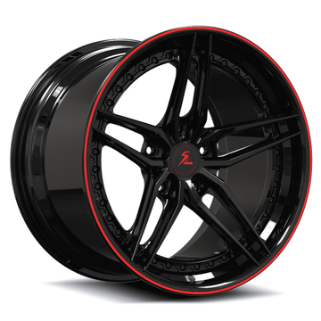 19" wheels clk 5 spoke with copper and black lip. polished transparent finish step lip wheels.