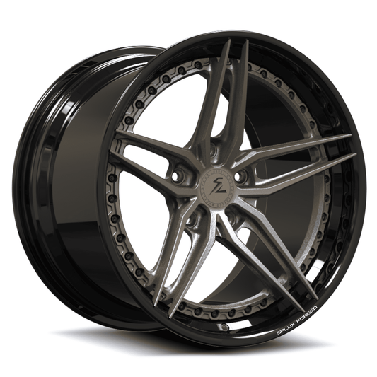 silverado black five spoke wheels with fully forged 2-piece. deep concave and having a red pinstripe.